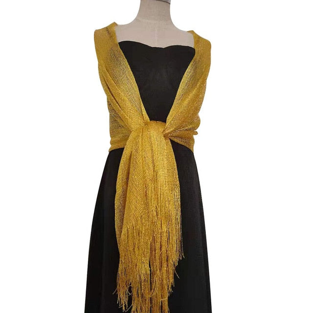 
                      
                        Elegant Metallic Evening Party Dress Shawl Scarf in Many Colors - TulleLux Bridal Crowns &  Accessories 
                      
                    