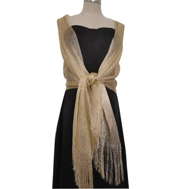 
                      
                        Elegant Metallic Evening Party Dress Shawl Scarf in Many Colors - TulleLux Bridal Crowns &  Accessories 
                      
                    