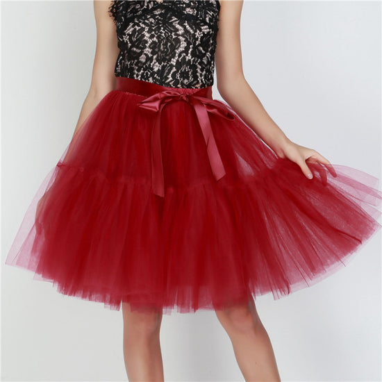 Petticoat 5 Layer 60cm Tutu Tulle Skirt Vintage Midi Pleated Party Skirts