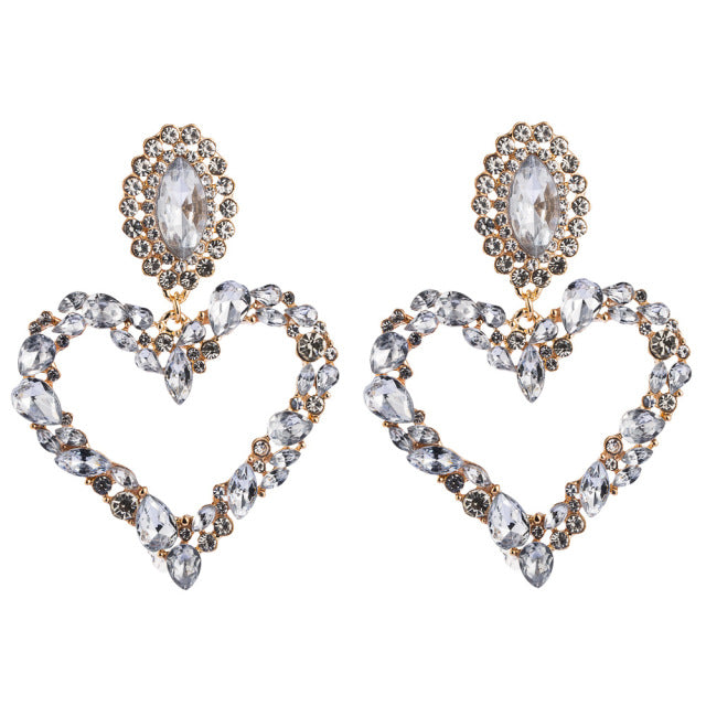 Load image into Gallery viewer, Shiny Crystal Rhinestone Heart Pendant Dangle Earrings Fashion Statement Jewelry Accessories
