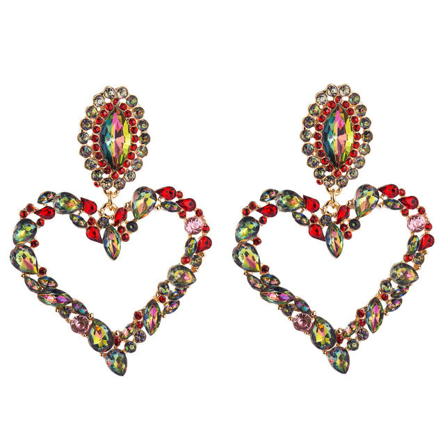 
                      
                        Shiny Crystal Rhinestone Heart Pendant Dangle Earrings Fashion Statement Jewelry Accessories
                      
                    
