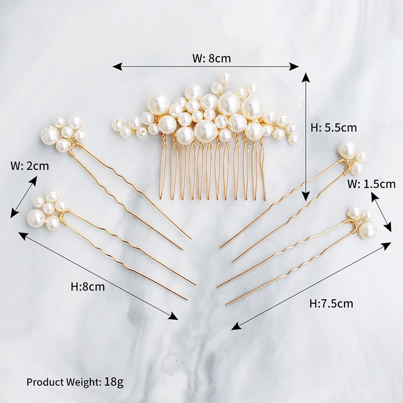 
                      
                        Handmade 5 Piece Set Pearls Wedding Hair Comb Bridal Hair Pins  Hair Jewelry Accessories - TulleLux Bridal Crowns &  Accessories 
                      
                    