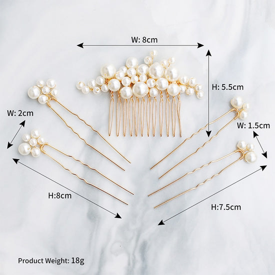 Handmade 5 Piece Set Pearls Wedding Hair Comb Bridal Hair Pins  Hair Jewelry Accessories - TulleLux Bridal Crowns &  Accessories 