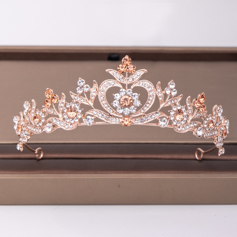 
                      
                        Trendy Rose Gold Rhinestone Crystal Crown Bridal Wedding Hair Accessory - TulleLux Bridal Crowns &  Accessories 
                      
                    