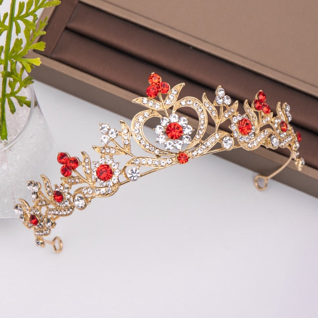 Trendy Rose Gold Rhinestone Crystal Crown Bridal Wedding Hair Accessory - TulleLux Bridal Crowns &  Accessories 