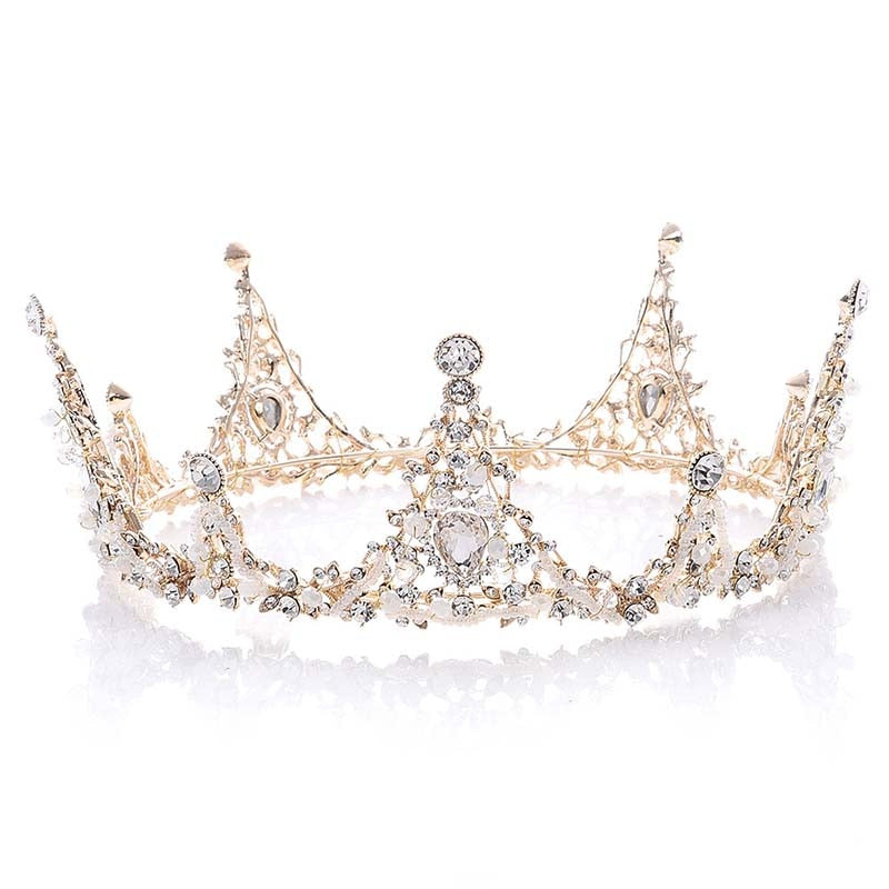 Load image into Gallery viewer, Bridal Crystal Beads Full Round Tiara  Wedding Hair - TulleLux Bridal Crowns &amp;amp;  Accessories 
