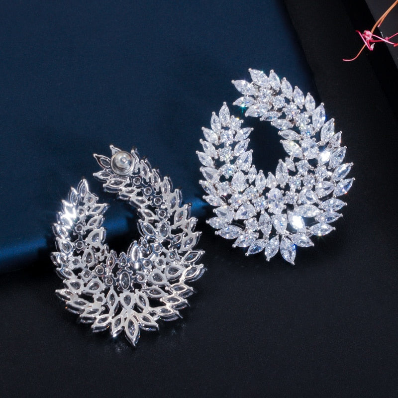 Luxury Paved Cubic Zirconia Water Drop Earrings - TulleLux Bridal Crowns &  Accessories 