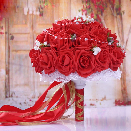 Handmade Artificial Flower Rose Bridal Bouquet, Multiple Colors ...