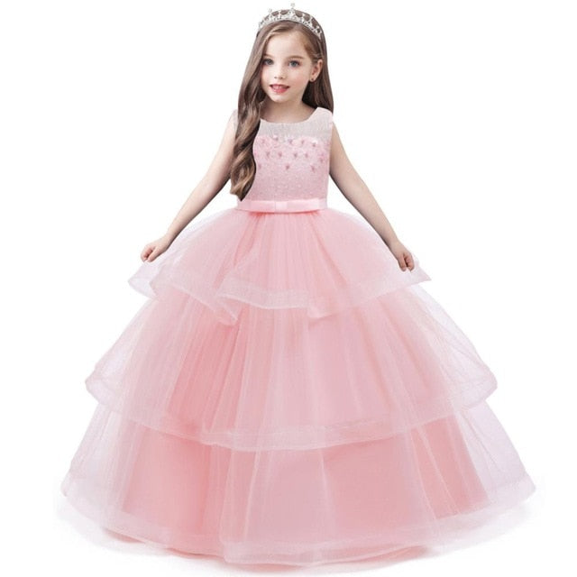 Children Elegant Evening Party Princess Dress For Flower Girls - TulleLux Bridal Crowns &  Accessories 