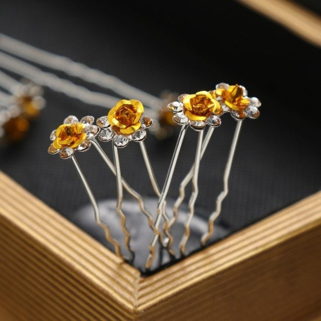 
                      
                        10PCS  Bridal U-Shaped Pin Pearl-Encrusted Zircon Flower Hairpin Wedding Accessory - TulleLux Bridal Crowns &  Accessories 
                      
                    