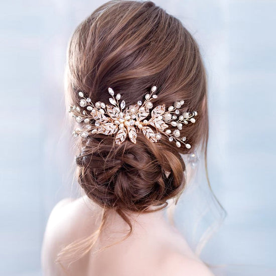 Leaf Pearl Wedding Hair Comb Tiara Bridal Headpiece - TulleLux Bridal Crowns &  Accessories 