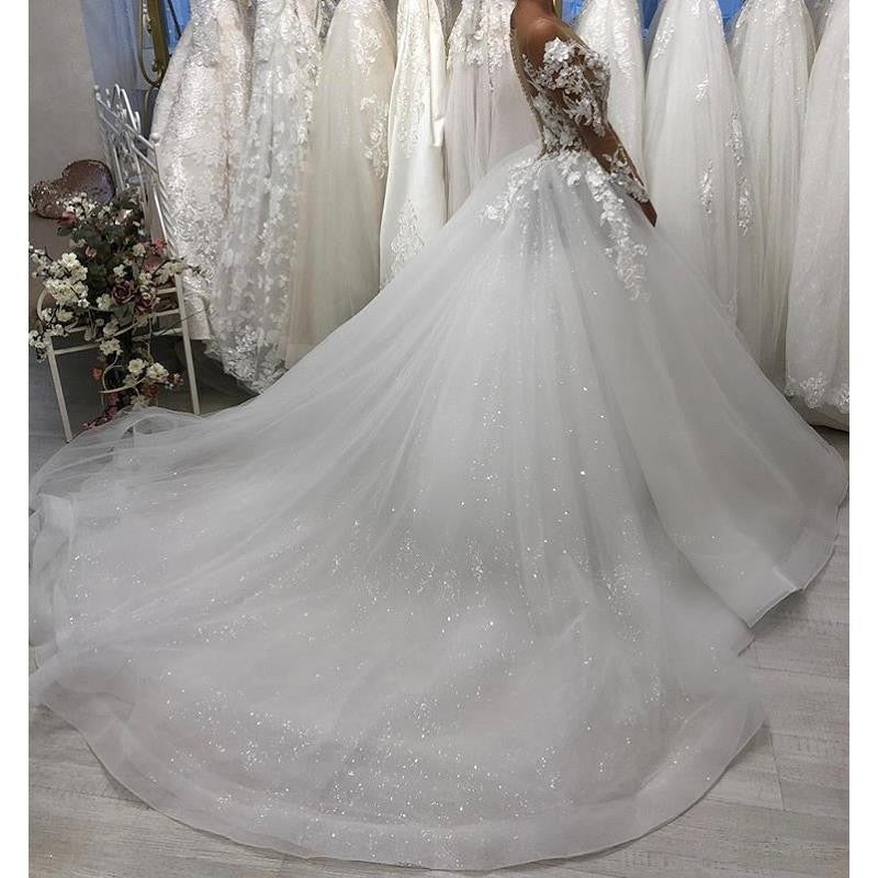 
                      
                        Gorgeous Wedding Dress Sheer Scoop Neck Lace Appliques Bridal Gown - TulleLux Bridal Crowns &  Accessories 
                      
                    