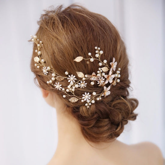 Wedding Hair Accessories - Oversized Double Pearl Bridal Headband / Tiara - Available in Silver and Gold Gold