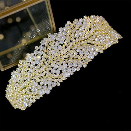 Cubic Zirconia Crystal Flower Bridal Wedding Headband Crown - TulleLux Bridal Crowns &  Accessories 