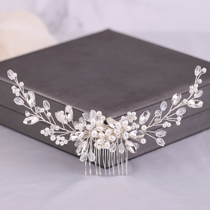 Bridal Wedding Hair Jewelry Crystal Simulated Pearls Beads Hair Comb - TulleLux Bridal Crowns &  Accessories 