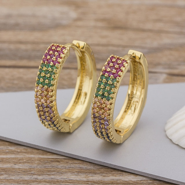 
                      
                        Luxury Crystal Zircon Stone Earrings Fashion Copper CZ Gold Rainbow Jewelry Boho Stud Earrings - TulleLux Bridal Crowns &  Accessories 
                      
                    