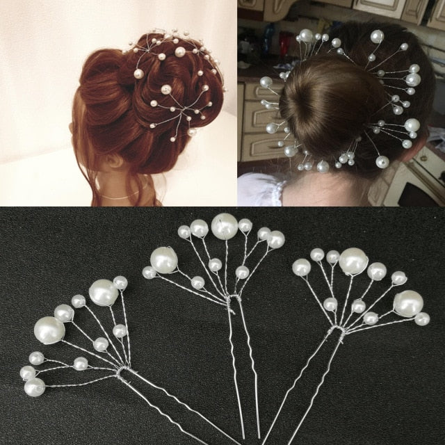
                      
                        U-shaped Metal Hairpins Simulated Pearl Bridal Tiara Hair Accessories Multiple Combinations - TulleLux Bridal Crowns &  Accessories 
                      
                    