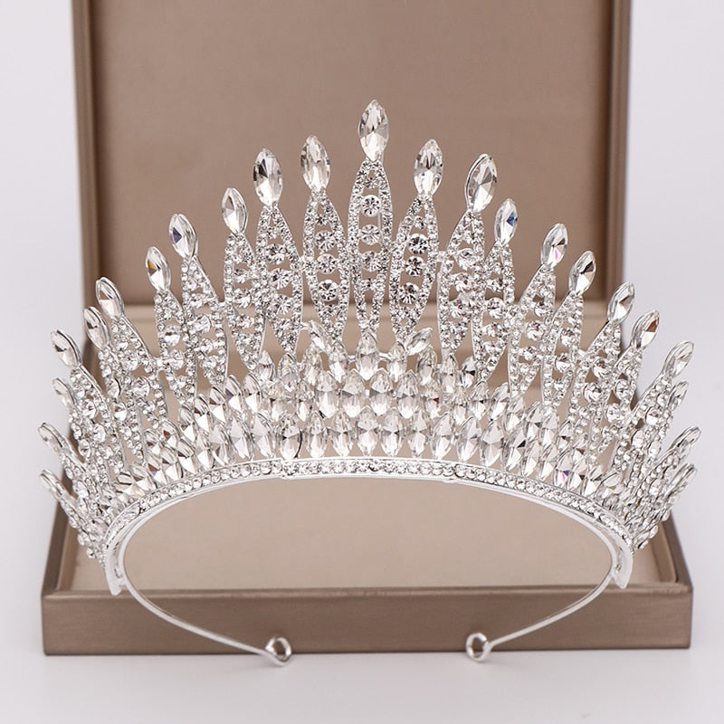 Trendy Silver or Red Rhinestone Crystal Tall Crown Bridal Wedding Tiara  Beauty Pageant - TulleLux Bridal Crowns &  Accessories 