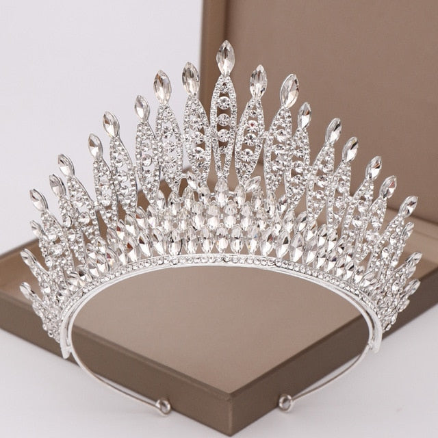 Trendy Silver or Red Rhinestone Crystal Tall Crown Bridal Wedding Tiara  Beauty Pageant - TulleLux Bridal Crowns &  Accessories 