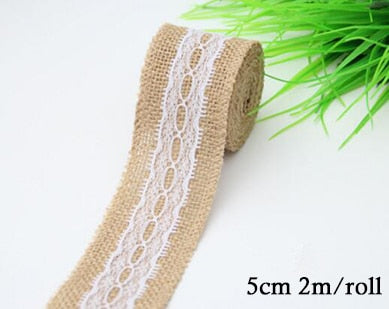 6 Foot 2 Inch Wide Wedding Decoration Jute Burlap Rolls Hessian Ribbon With Lace Vintage Rustic DIY Ornament Burlap Wedding - TulleLux Bridal Crowns &  Accessories 