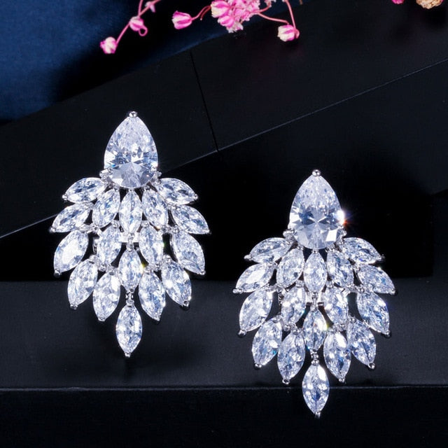 
                      
                        White Cubic Zirconia Paved Long Earrings - TulleLux Bridal Crowns &  Accessories 
                      
                    