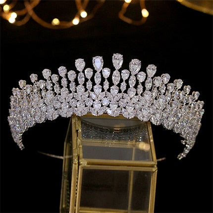 Water Drop Cubic Zirconia Pageant/Wedding Crown Tiara Headband - TulleLux Bridal Crowns &  Accessories 