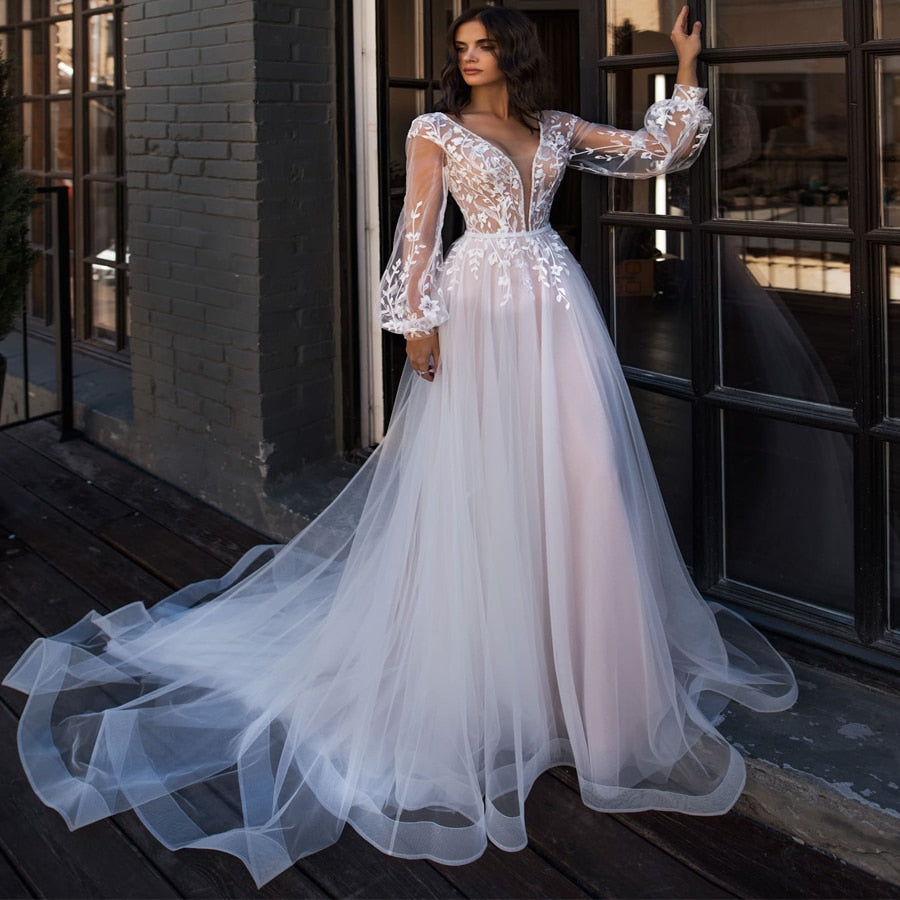 
                      
                        Boho Wedding Dress Puff Long Sleeves Appliques Princess Bridal Wedding Gown - TulleLux Bridal Crowns &  Accessories 
                      
                    