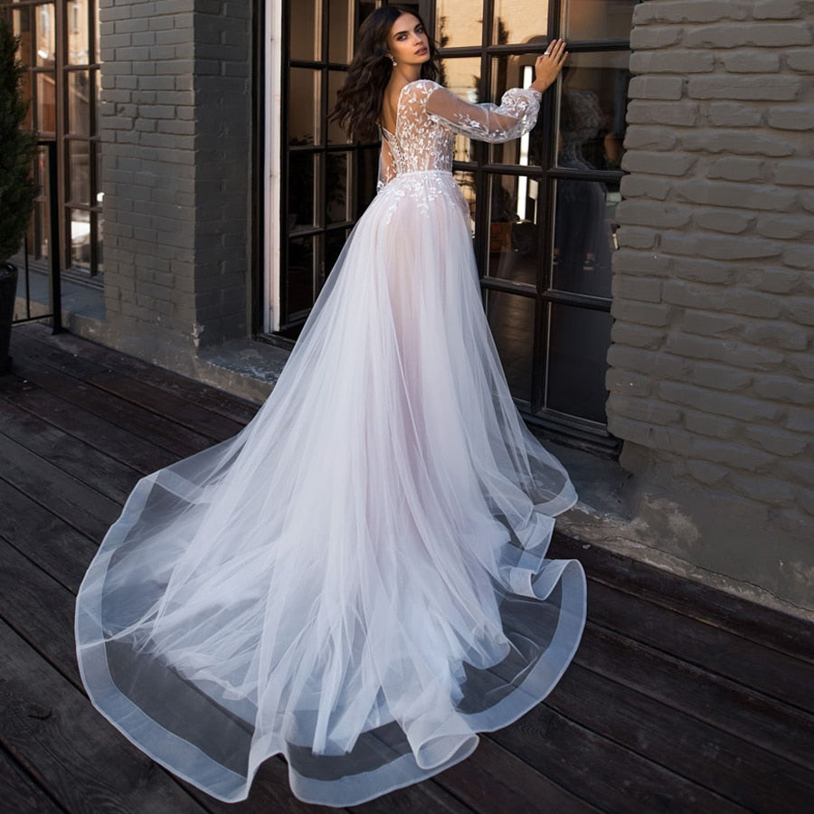 
                      
                        Boho Wedding Dress Puff Long Sleeves Appliques Princess Bridal Wedding Gown - TulleLux Bridal Crowns &  Accessories 
                      
                    