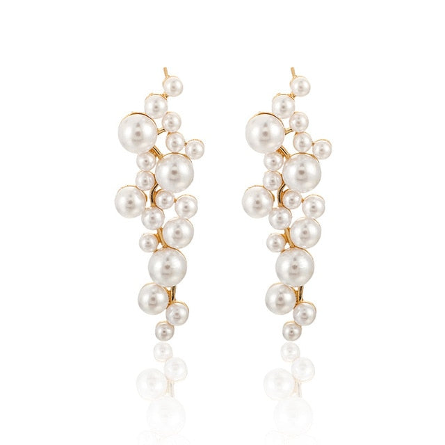 Long Simulated Pearl Earrings, 3 Style Variations - TulleLux Bridal Crowns &  Accessories 