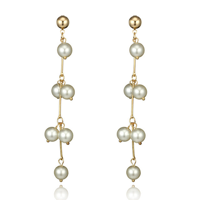 Long Simulated Pearl Earrings, 3 Style Variations - TulleLux Bridal Crowns &  Accessories 