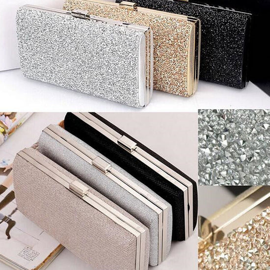 Diamond Sequin Clutch Purse and Handbag Two Chain Shoulder Bag - TulleLux Bridal Crowns &  Accessories 