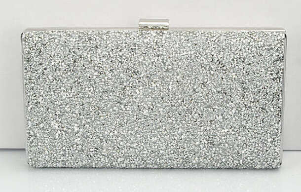 Paradox London Danita Glitter Clutch Bag, Silver at John Lewis & Partners