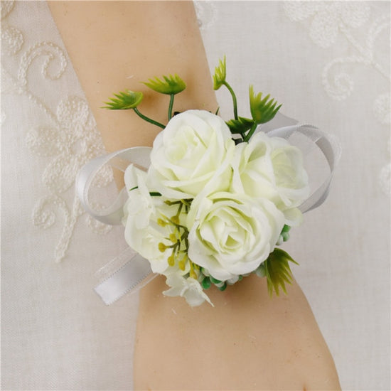 Wedding Bridesmaids Bracelet Silk Flower Wrist Corsage Bracelets