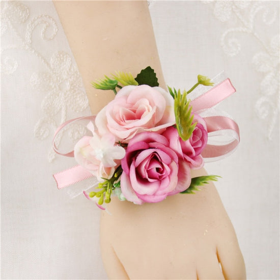Meldel Wedding Wrist Corsage Bridesmaids Bracelet Silk Flower Wrist Corsage  Bracelets Wedding Hand Flowers Boutonniere Groomsmen - AliExpress