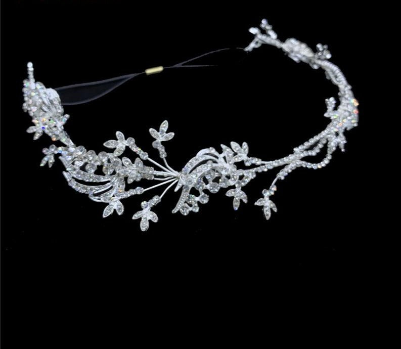 Load image into Gallery viewer, Rhinestone Crystal Flower Headband Wedding Hair Band - TulleLux Bridal Crowns &amp;amp;  Accessories 
