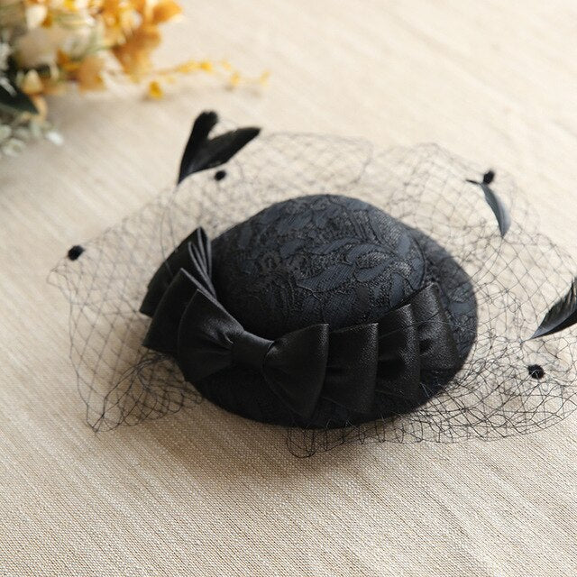 Cocktail Wedding Party Church Feather Fascinator Hat - TulleLux Bridal Crowns &  Accessories 