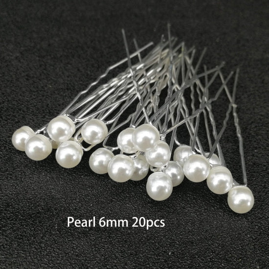 20pcs Bridal U-shaped Pin Metal Barrette Clip Hairpins Rhinestone