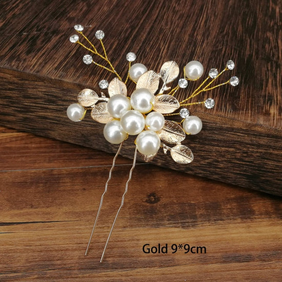 Load image into Gallery viewer, U-shaped Metal Hairpins Simulated Pearl Bridal Tiara Hair Accessories Multiple Combinations - TulleLux Bridal Crowns &amp;amp;  Accessories 
