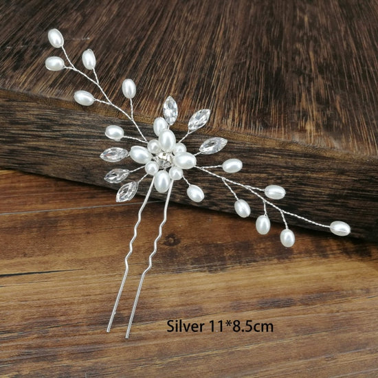 Load image into Gallery viewer, U-shaped Metal Hairpins Simulated Pearl Bridal Tiara Hair Accessories Multiple Combinations - TulleLux Bridal Crowns &amp;amp;  Accessories 
