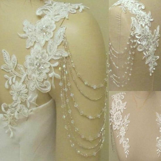 Load image into Gallery viewer, Removable Lace Wedding Dress Top Bridal Straps for Strapless Dress
