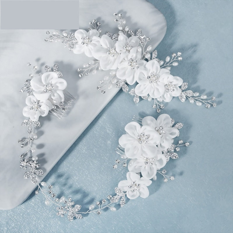 Handmade Flower Hair Comb Silver Color Bridal Wedding Hair Accessory - TulleLux Bridal Crowns &  Accessories 