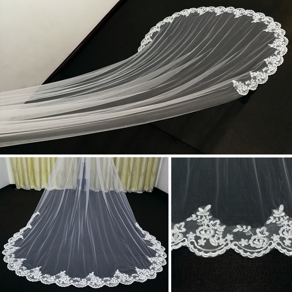 TulleLux Bridal Crowns & Accessories Cathedral Wedding Veil with Comb Lace Mantilla Bridal Wedding Accessory