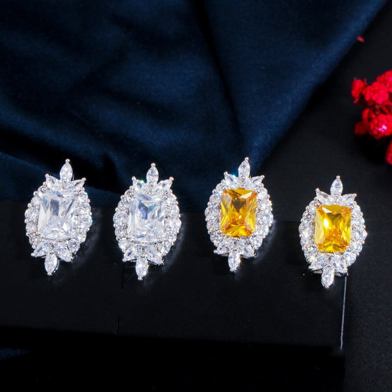 
                      
                        Shiny Yellow White Cubic Zirconia Stone Round Tennis Necklace and Earring Set Party Jewelry Accessory
                      
                    