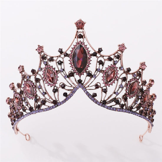 Load image into Gallery viewer, Purple Crystal Royal Princess Crown Tiara - TulleLux Bridal Crowns &amp;amp;  Accessories 
