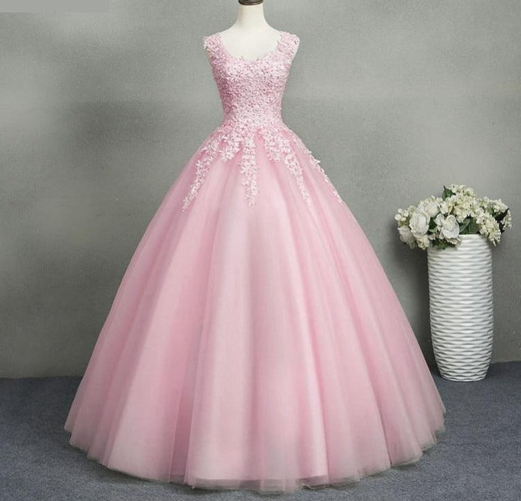 Sweetheart Lace Top  Quinceañera Prom Dress with Pearls Plus Size 2-26W - TulleLux Bridal Crowns &  Accessories 