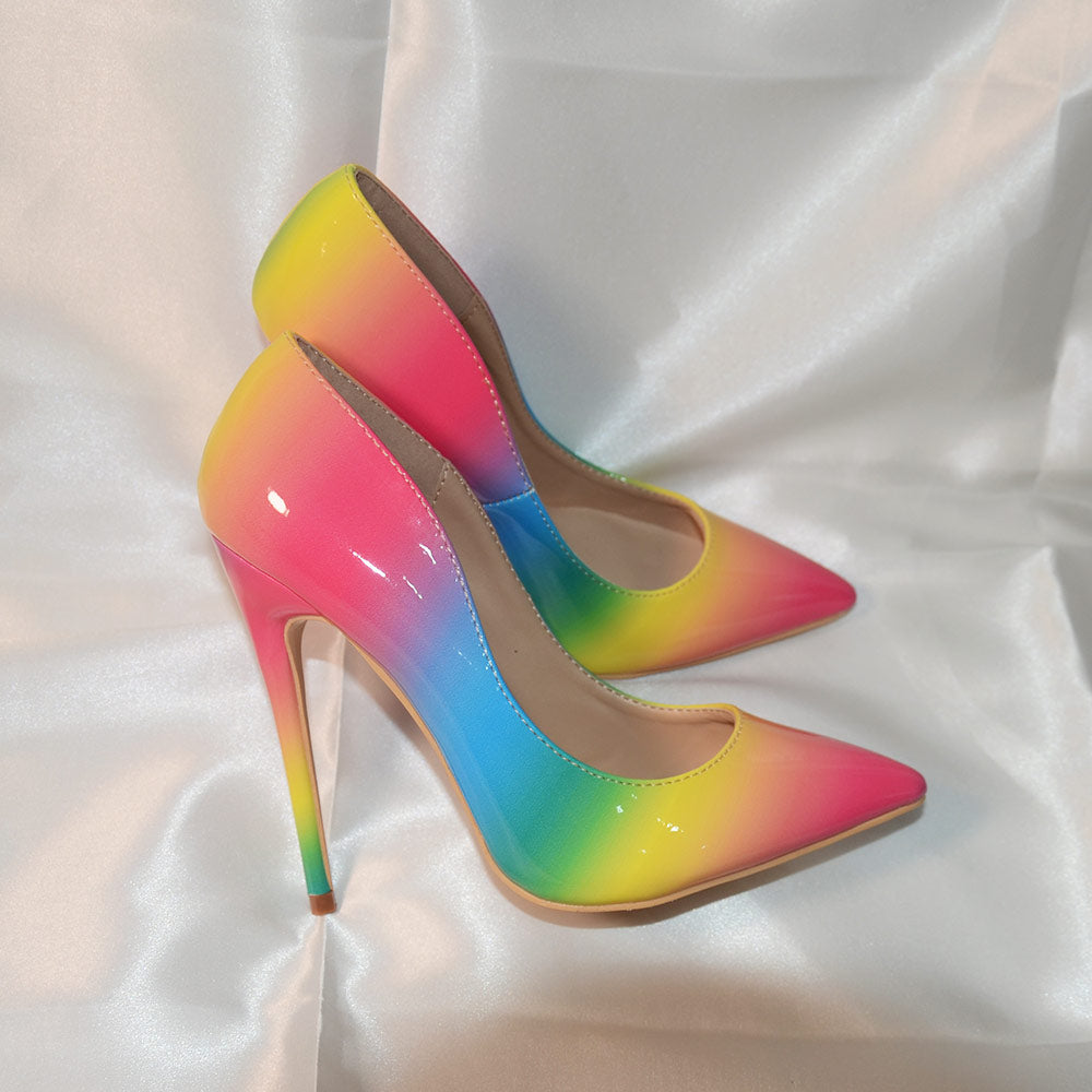 Rainbow Patent Leather Sexy Stiletto High Heel Party Shoes - TulleLux Bridal Crowns &  Accessories 