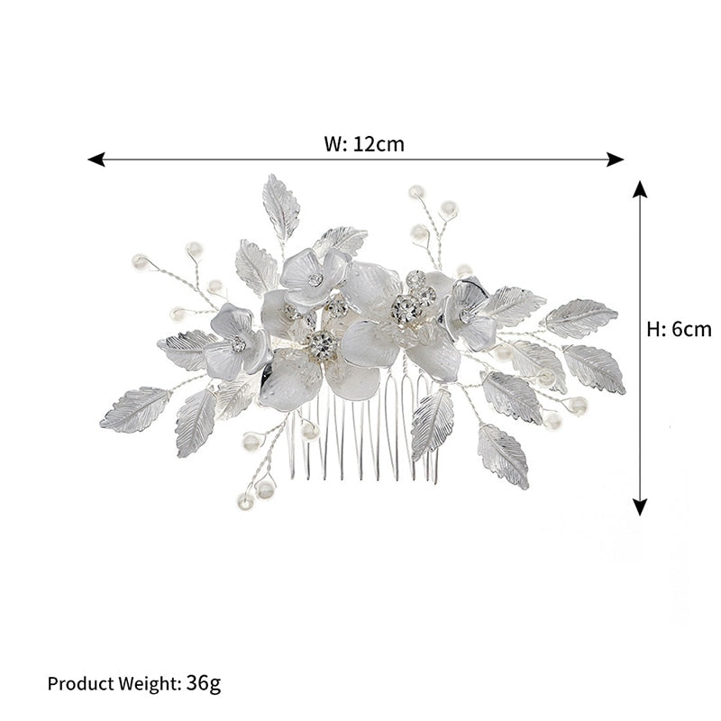 
                      
                        Rhinestone Crystal Flower Leaf Bridal Wedding Hair Comb
                      
                    