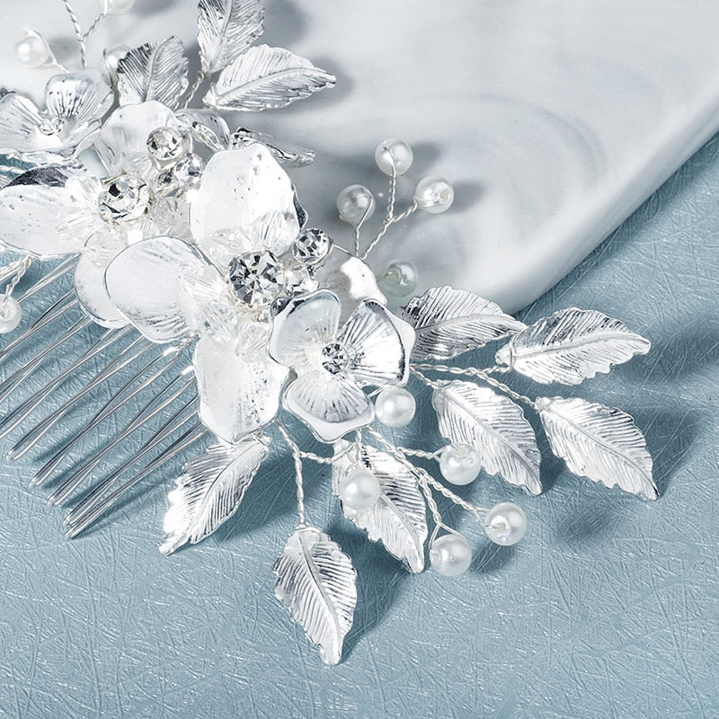 
                      
                        Rhinestone Crystal Flower Leaf Bridal Wedding Hair Comb
                      
                    
