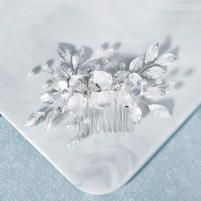 
                      
                        Rhinestone Crystal Flower Leaf Bridal Wedding Hair Comb
                      
                    