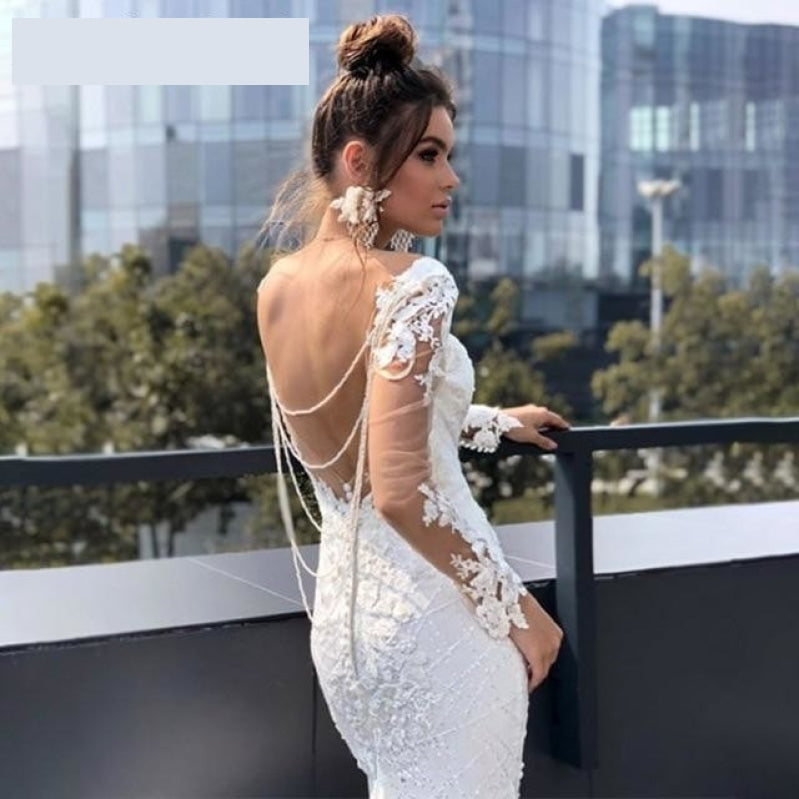 
                      
                        Sexy Backless Lace Mermaid Wedding Gown - TulleLux Bridal Crowns &  Accessories 
                      
                    